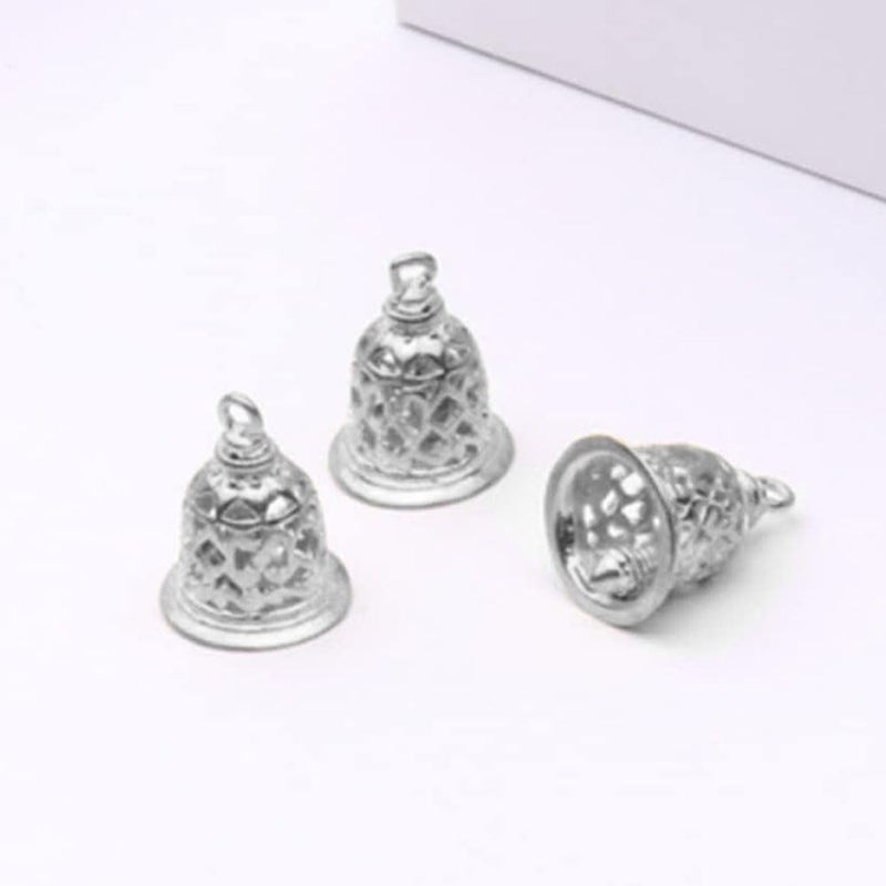 Bukela Mini Craft Bells Brass Silver Charms Pendants for Jewelry Making Bag Accessories Vintage Decor,12PCS (Silver, 1.5cm x 1.2cm) - Image 4